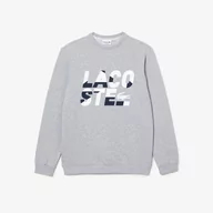 Bluzy męskie - Lacoste męska bluza z polaru bawełnianego z nadrukiem Regular Fit - miniaturka - grafika 1