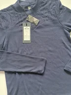 Bluzki damskie - BLUZKA DAMSKA ONLY ONLBRITT L/S TOP R.XS GRANATOWA DŁUGI RĘKAW KORONKA - miniaturka - grafika 1