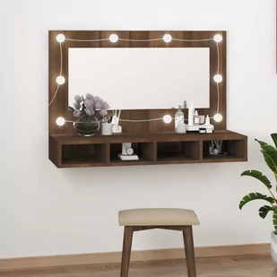 Lumarko Szafka z lustrem i LED, brązowy dąb, 90x31,5x62 cm - Toaletki - miniaturka - grafika 12