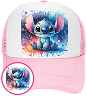 Czapki i chusty sportowe męskie - Czapka z Daszkiem Lilo i Stich Różowa z Nadrukiem Na Lato Siatka Bejsbolówka - miniaturka - grafika 1