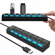 Huby USB - Hub usb rozdzielacz usb 7 portowy czarny synchronizacja - miniaturka - grafika 1