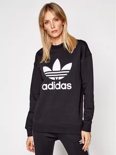 Bluzy damskie - Adidas Bluza Trefoil Crew FM3272 Czarny Regular Fit - grafika 1