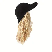 Pozostałe akcesoria fryzjerskie - TEMU Syntetyczna 16-calowa Krótka Peruka Z Kręconymi Włosami I Czapką Z Daszkiem - Dla Kobiet I Dziewcząt - miniaturka - grafika 1