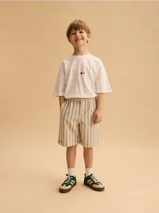 Reserved - Bawełniane szorty w paski - jasnoniebieski - Spodnie i spodenki dla chłopców - miniaturka - grafika 1