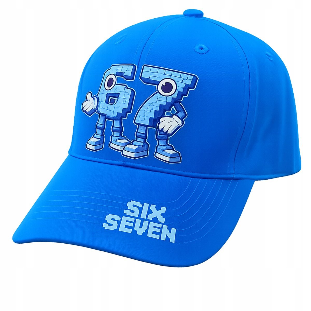 Czapka z Daszkiem Dziecięca Bawełniana Regulacja Six Seven 67 Brainrot Turkusowa
