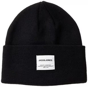 JACK&JONES JUNIOR Boy's JACLONG Knit Beanie JNR czapka z dzianiny, czarna, L/XL - Czapki dla dzieci - miniaturka - grafika 1