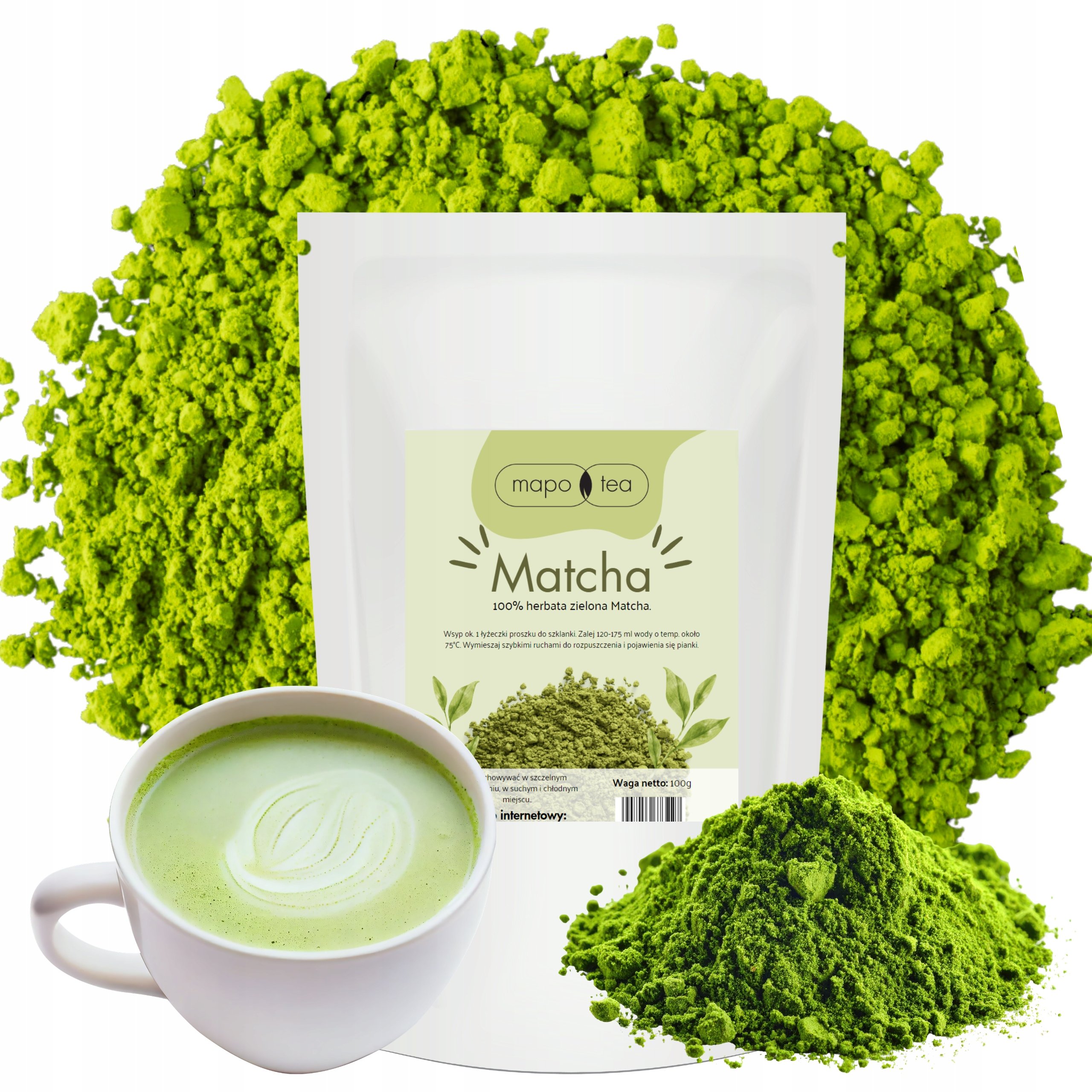 Matcha Herbata Zielona w Proszku Premium Natural Duże Opakowanie 1000g 1KG