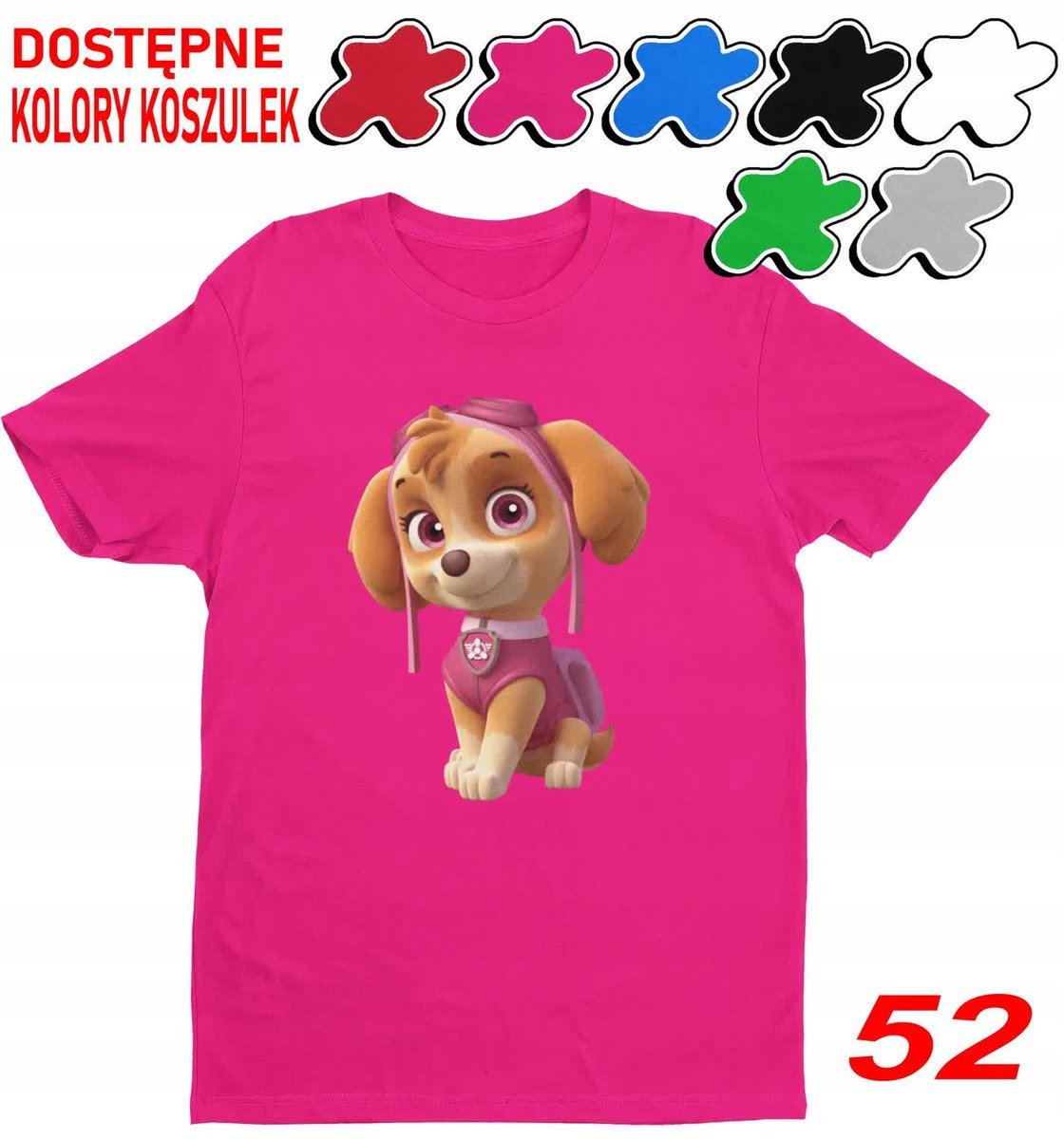 Dziecięca Koszulka Z Nadrukiem Duży Wybór Psi Patrol Chase Skye -M 134-140