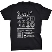 Koszulki męskie - Strażak Etykieta Koszulka Prezent Dla Strażak - miniaturka - grafika 1