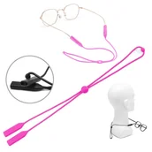 Akcesoria do okularów - Silikonowy sznureczek gumka do okularów z regulacją - RÓŻOWY - miniaturka - grafika 1