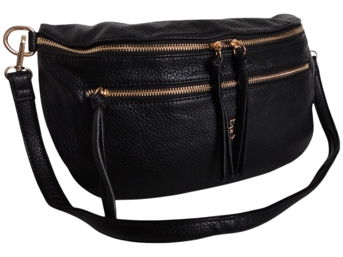 Nerka Damska Na Ramię, Czarna Torebka Damska, Saszetka Na Szerokim Pasku