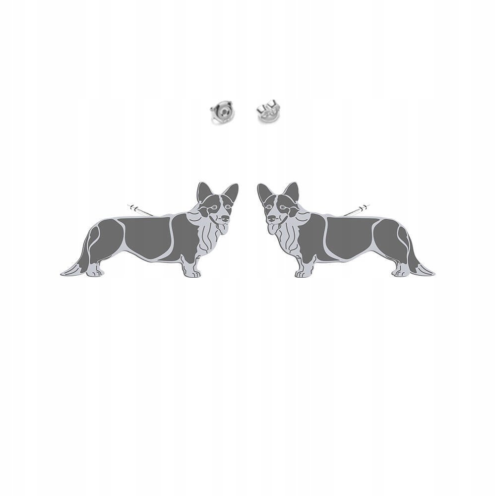 Kolczyki Srebrne z psem Welsh Corgi Cardigan 925 Biżuteria DEDYKACJA GRATIS