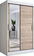 Szafy - Elior Biała szafa przesuwna z frontem dąb sonoma- Lenora 3X - miniaturka - grafika 1