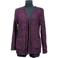 Swetry damskie - TOPSHOP Kardigan Damski Ciepły Wygodny Stylowy z Kieszeniami Bordowy Rozmiar 38 - miniaturka - grafika 1