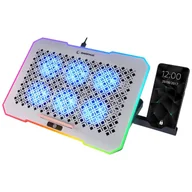 Podkładki chłodzące pod laptopa - Rampage FREEZ 9-17'' RGB 6 wentylatorów, srebrny - miniaturka - grafika 1