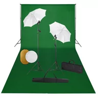 Lampy studyjne - vidaXL Zestaw studyjny Zestaw studyjny z lampami parasolkami tłem i blendami 3067076 - miniaturka - grafika 1
