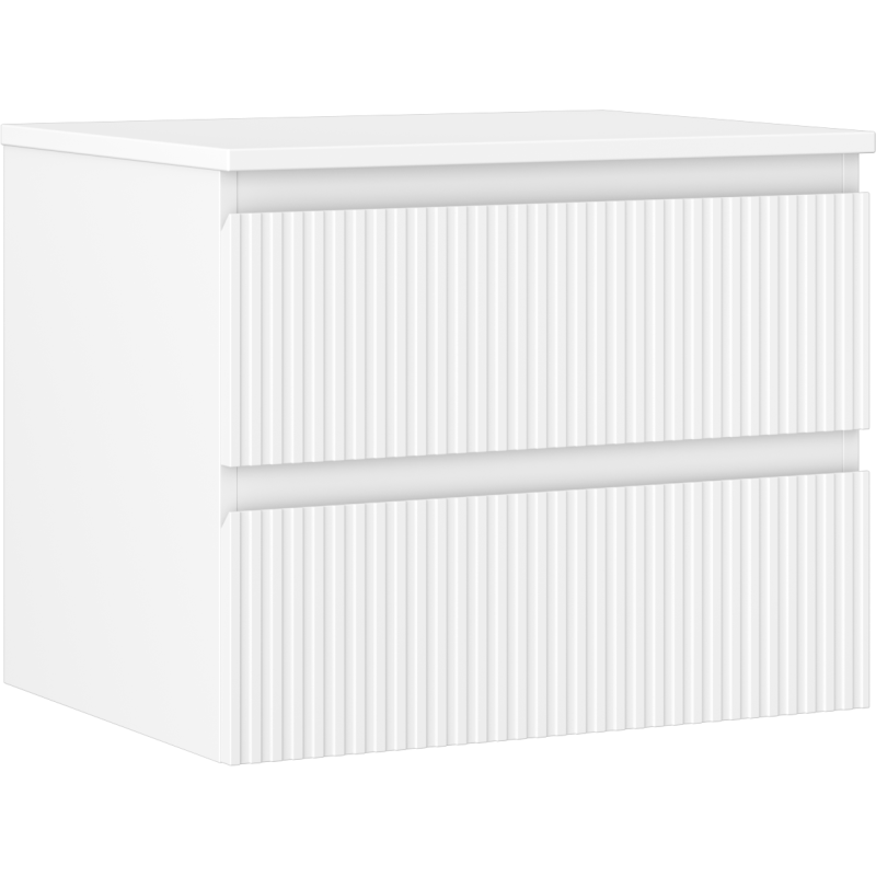 Mexen Rivel szafka łazienkowa podumywalkowa 60 cm z blatem, 2 szuflady, ryflowana , biała mat - 91A20-06047-2-BFFC01