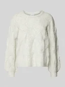 Swetry damskie - Sweter z dzianiny ze ściegiem warkoczowym model ‘ELLA’ - miniaturka - grafika 1