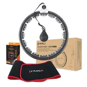 Pozostały sprzęt i akcesoria do ćwiczeń - ZESTAW HULA HOP HHW06 BLACK Z PIŁKĄ GRAWITACYJNĄ I LICZNIKIEM HMS + PAS BR163 RED - miniaturka - grafika 1