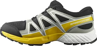 Buty dla chłopców - SALOMON Speedcross Climasalomon Waterproof, buty do biegania Szlak Unisex-dzieci i chłopców, Czarny Żółty Black Wrought Iron Lemon, 34 EU - grafika 1