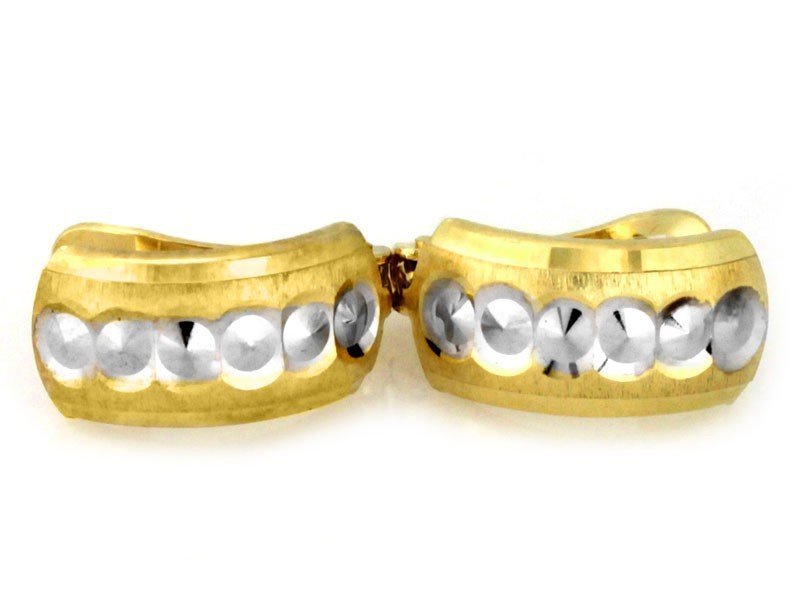 Diamentowane kolczyki 585 z białego i zółtego złota 1.43g
