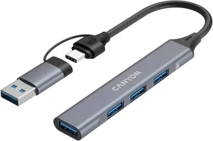 CANYON HUB DS-02 4 w 1 USB-A/C Szary - Huby USB - miniaturka - grafika 1