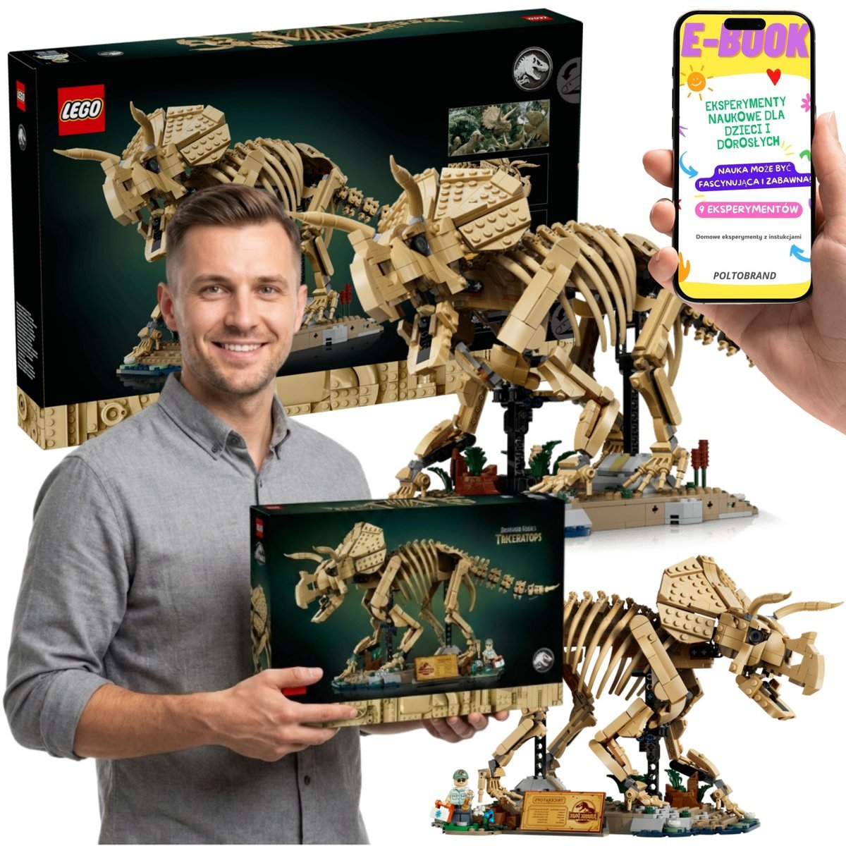LEGO Jurassic World Szkielet Triceratopsa Dinozaur (77985) + E-BOOK