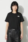 Koszulki sportowe damskie - The North Face t-shirt W Simple Dome Cropped Slim Tee damski kolor czarny NF0A87U4JK31 - miniaturka - grafika 1