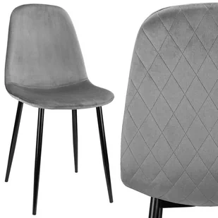 Krzesło tapicerowane szare welurowe nowoczesne - Krzesła - miniaturka - grafika 1
