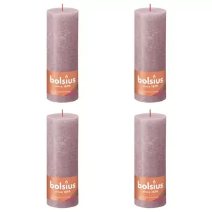 Świece pieńkowe Shine, 4 szt., 190x68 mm, popielaty róż Lumarko! - Aromaterapia - miniaturka - grafika 1