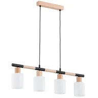 Lampy sufitowe - Lampa wisząca Della jasne drewno-czarna-biała 4xE27x15W nad stół wym: 85 x 10 x 77 cm metal Alfa - miniaturka - grafika 1