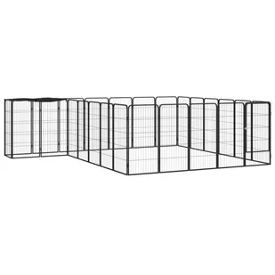 vidaXL Kojec dla psa, 26 paneli, czarny, 50x100 cm, stal - Sprzęt podróżny i transportery dla psów - miniaturka - grafika 1