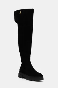 Tommy Hilfiger kozaki zamszowe SUEDE OVER-THE-KNEE BOOT damskie kolor czarny na platformie FW0FW08159 - Kozaki damskie - miniaturka - grafika 1