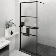 Ścianki i drzwi prysznicowe - vidaXL Ścianka prysznicowa z półką, czarna, 80x195 cm, ESG i aluminium - miniaturka - grafika 1