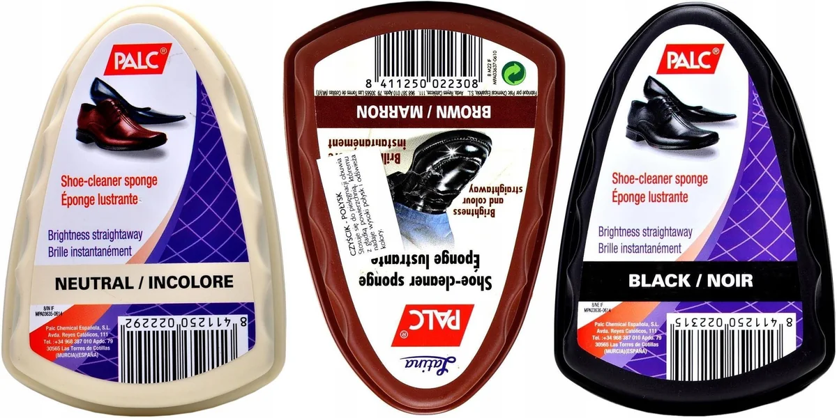 3x Czyścik GĄBKA szczotka G12-01 PALC Shoe-cleaner Sponge BEZBARWNY x 1 BRĄZOWY x 1 CZARNY x 1