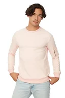 Bluzy męskie - TRENDYOL Męska bluza - khaki - dopasowany krój, różowy, L - miniaturka - grafika 1