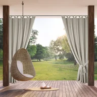Zasłony - Zasłona gotowa na szelkach wodoodporna GARDEN 155x260 ogrodowa beżowa - miniaturka - grafika 1