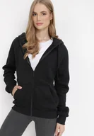 Bluzy damskie - Czarna Bluza z Kapturem Zapinana na Suwak Bran - miniaturka - grafika 1