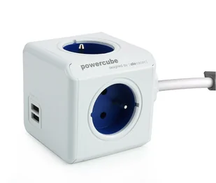 HBF Powercube Extended USB 3x zásuvka 2x USB 1,5m Biały/Niebieski - Przedłużacze i rozgałęźniki - miniaturka - grafika 5