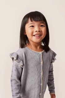 Swetry dla dziewczynek - Konges Sløjd kardigan wełniany dziecięcy kolor szary lekki - grafika 1