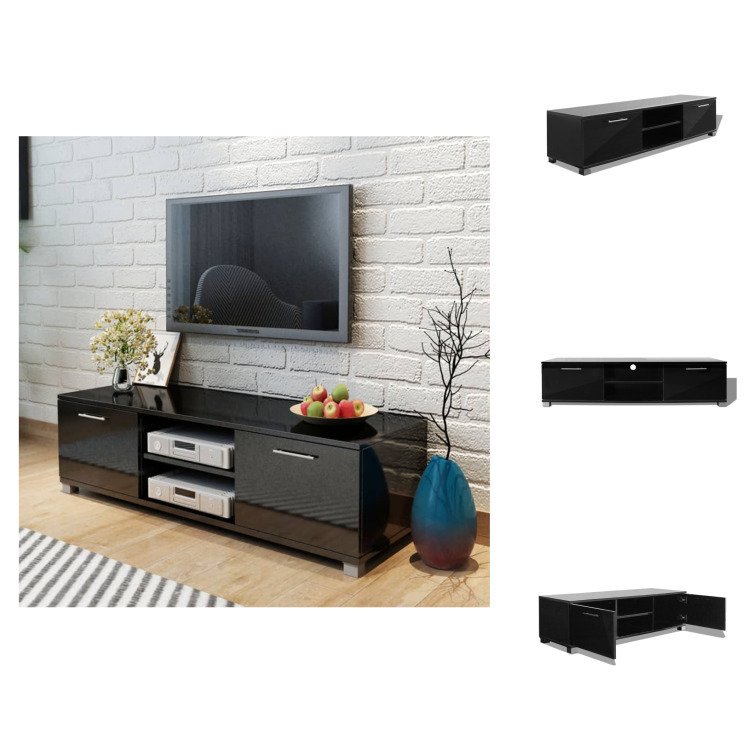 vidaXL Szafka pod TV czarny wysoki połysk 120x40,5x35 cm - Meble TV
