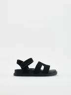 Buty dla dziewczynek - Reserved - Sandały z imitacji zamszu - czarny - miniaturka - grafika 1