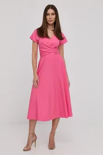 Sukienki - Nissa Nissa sukienka kolor różowy midi rozkloszowana - grafika 1