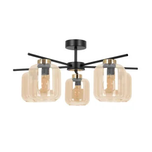 Sufitowa lampa z pięcioma szklanymi kloszami beżowa N7-G89 - Lampy sufitowe Sufitowa lampa z pięcioma szklanymi kloszami beżowa N7-G89 - Lampy sufitowe - miniaturka - grafika 1