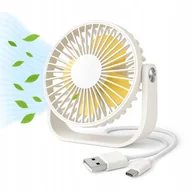Gadżety USB - Wentylator Biurkowy Wiatrak USB Mały Na Biurko Ścienny Cichy Mini Biały 2w1 - miniaturka - grafika 1