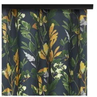 Zasłony - Voppi Długa ciemna zasłona gotowa na taśmie 140 x 280 cm elegancka zasłona dekoracyjna w złote i zielone liście kwiaty - miniaturka - grafika 1