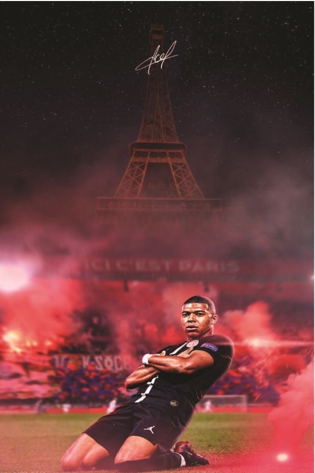 PODKŁADKA POD MYSZ Z Nadrukiem 22x18 cm Piłkarski Kylian Mbappe PSG Prezent
