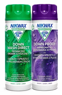 Środki do obuwia i ubrań - Zestaw do pielęgnacji odzieży i sprzętu wypełnionego puchem Nikwax Down Wash Direct i  Down Proof 2 x 300 ml - grafika 1