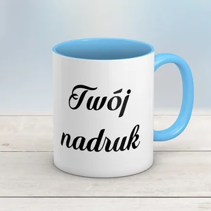 Kubek CLASSIC z błękitnym wnętrzem i uszkiem z Twoim nadrukiem - Kubki - miniaturka - grafika 1