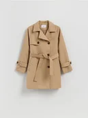 Kurtki i płaszcze dla dziewczynek - Reserved - Trencz z paskiem - beżowy - miniaturka - grafika 1